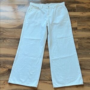 Arizona Jean Co Slouchy Wide Leg White Pants Size 10 NWT Low Rise Winter White